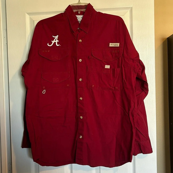 Columbia PFG University of Alabama men’s red long sleeve button down shirt - Picture 1 of 13